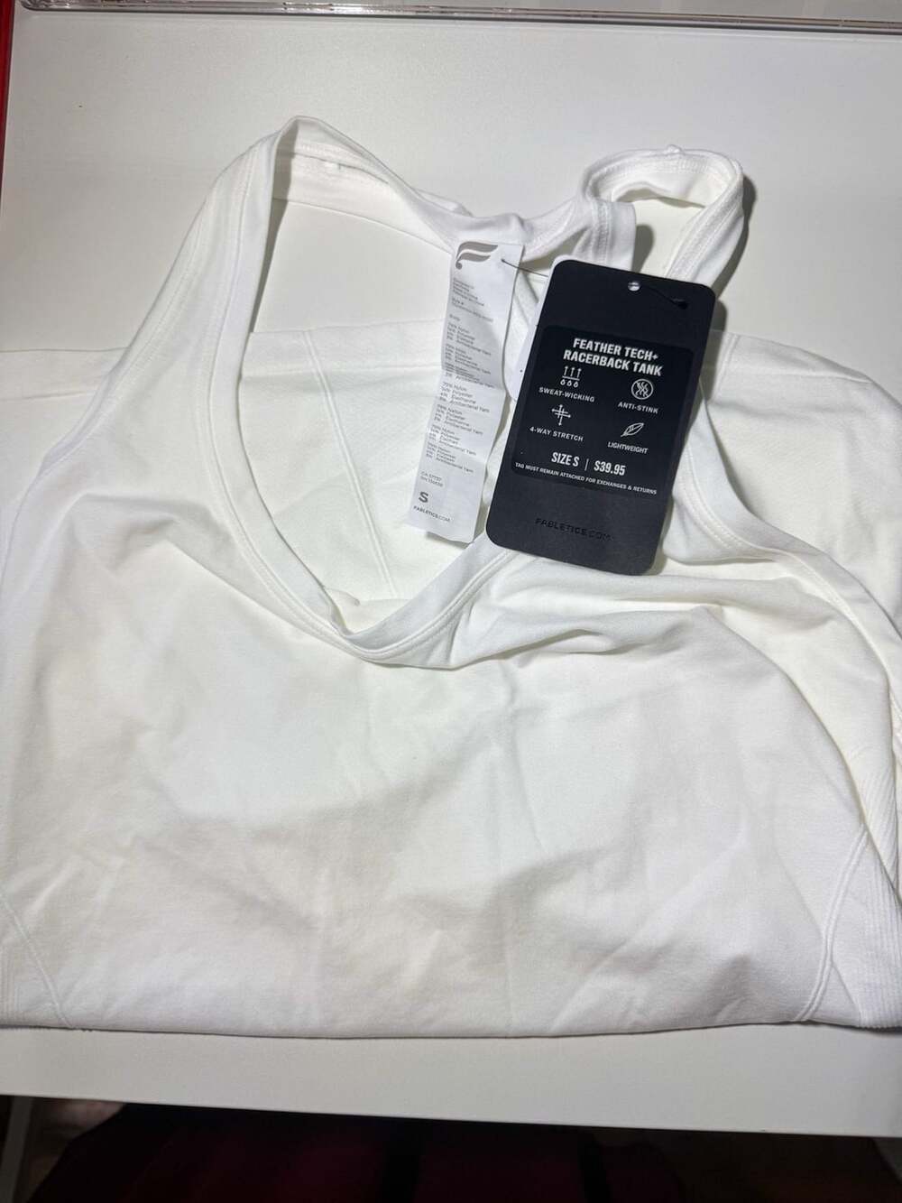 Fabletics Feather Tech+ Racerback Tank Size S White - Picture 4 of 5